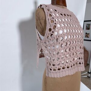 Source Unknown Crochet Tank Top in Light Pink